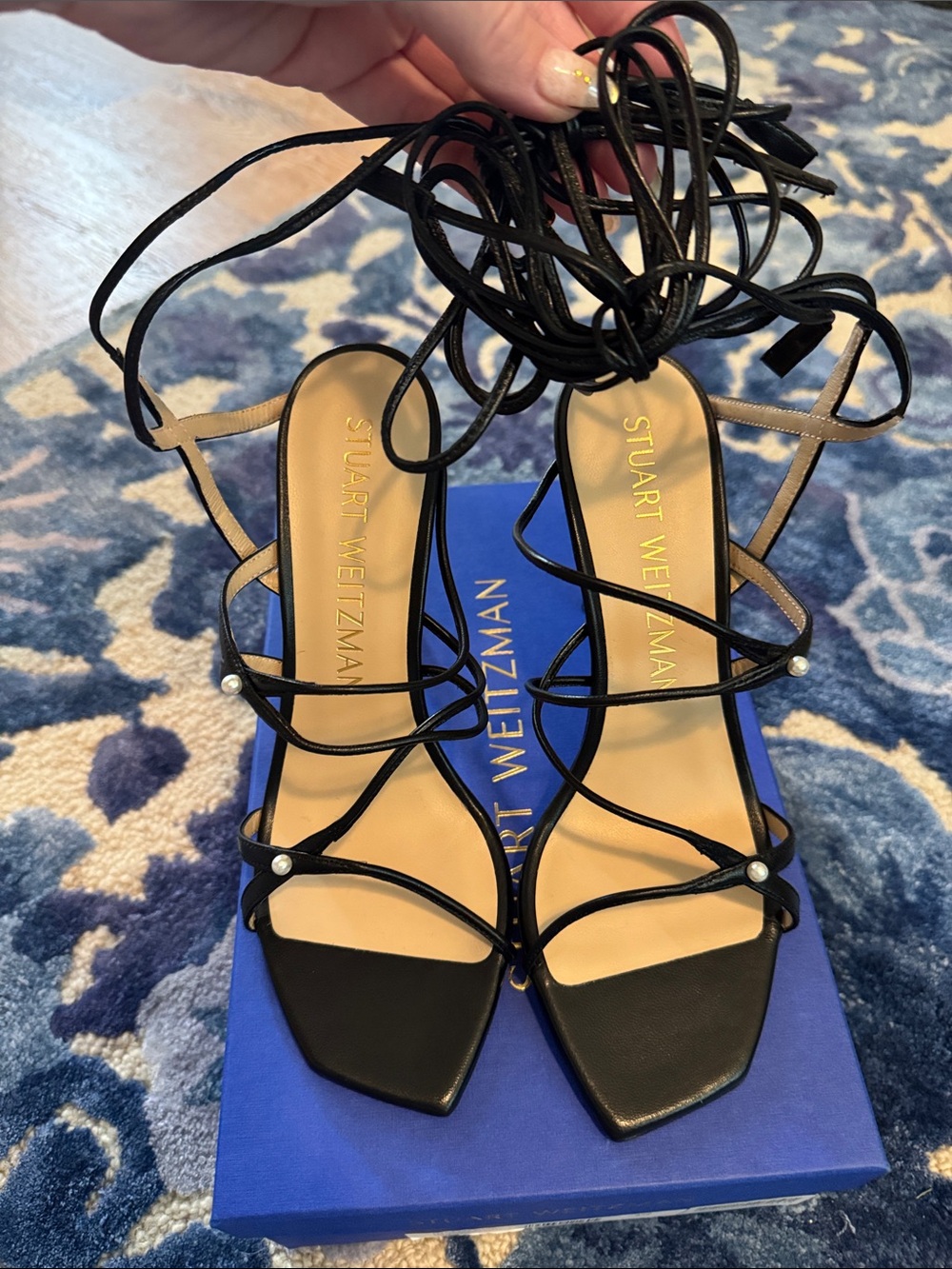 Stuart Weitzman black Astrid tie sandal- NWT